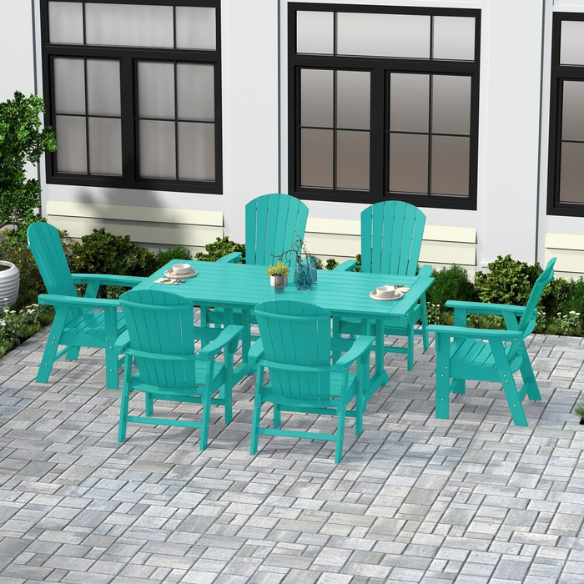 7-Piece Eco-Friendly All-Weather Outdoor Dining Set with Armchairs – Comfortable, Stylish, and Durable for Your Patio or Backyard