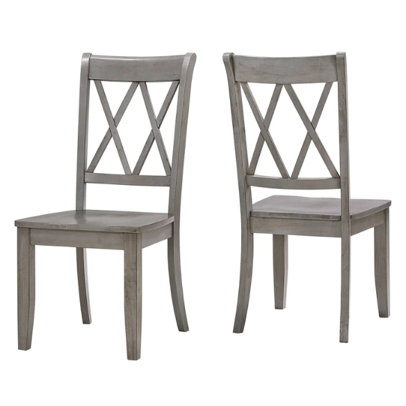 Farmhouse X-Back Solid Wood Dining Chairs (Set of 2) – Rustic Kitchen or Dining Room Seating