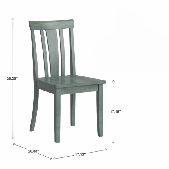 Set of 2 Farmhouse Slat Back Wooden Dining Side Chairs – Solid Wood, Rustic Kitchen or Dining Room Seating