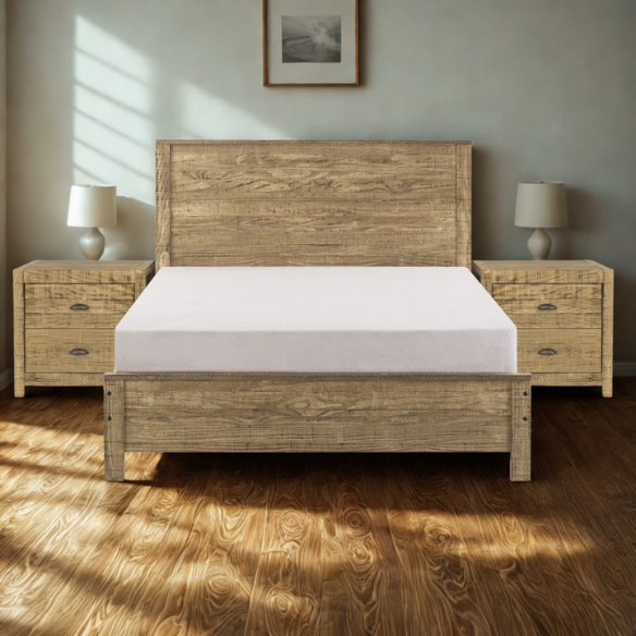 Heavy-Duty Solid Wood Twin Bedroom Set: 3-Piece Collection Featuring Sturdy Bed Frame and Two Bedside Tables
