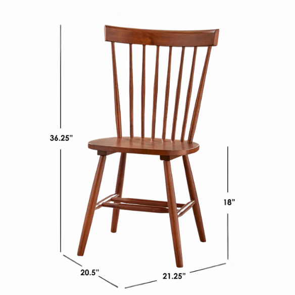 Farmhouse Spindle Back Dining Chairs – Set of 2, Solid Rubberwood