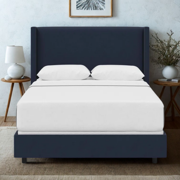Cozy and Sleek Modern Queen Size Upholstered Wingback Bed