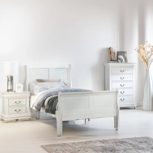 Sleigh Twin Bedroom Set: Elegant Wooden Furniture with a Sleek Finish for Timeless Style