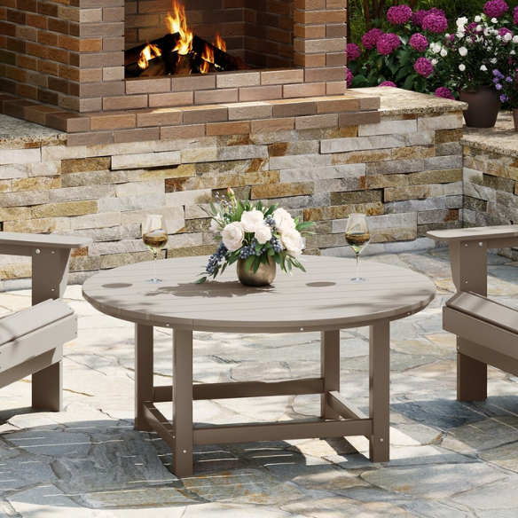 Outdoor Conversation Table – Stylish, Weather-Resistant Recycled Plastic Table with Slat-Style Top for Patios and Gardens