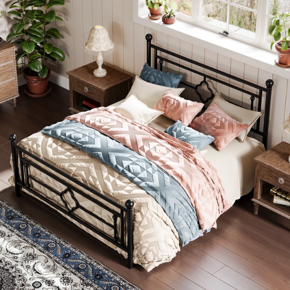 Durable Metal Platform Bed – Full Double Size with Sturdy Frame and Modern Design