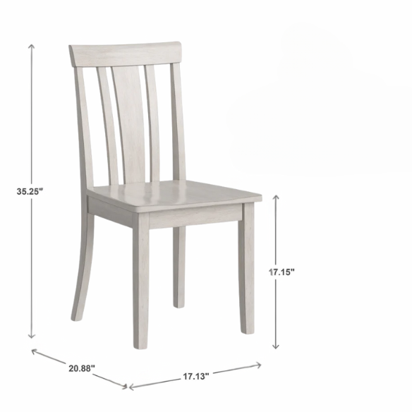 Set of 2 Farmhouse Slat Back Wooden Dining Side Chairs – Solid Wood, Rustic Kitchen or Dining Room Seating