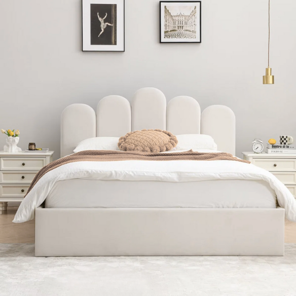 Elegant Hydraulic Velvet Upholstered Platform Bed – Full Double Size with Lift-Up Storage for Ultimate Space Saving