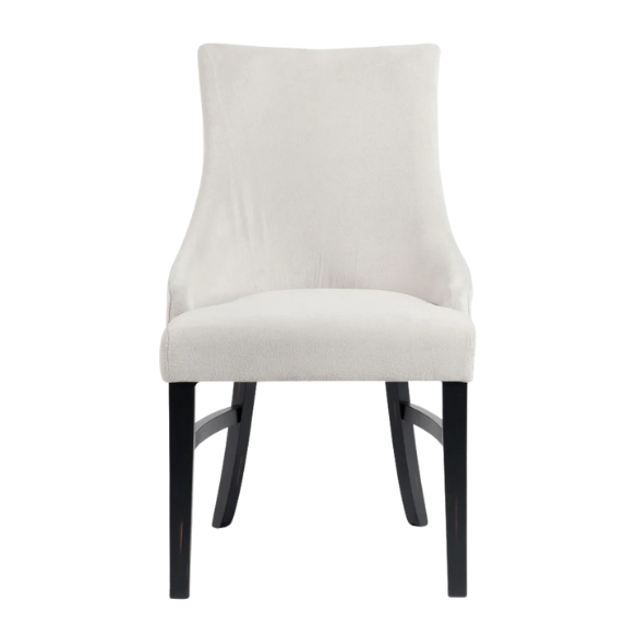 Beige Upholstered Farmhouse Dining Chairs with Black Wooden Legs (Set of 2) – Padded Comfort Seating for Kitchen or Dining Room