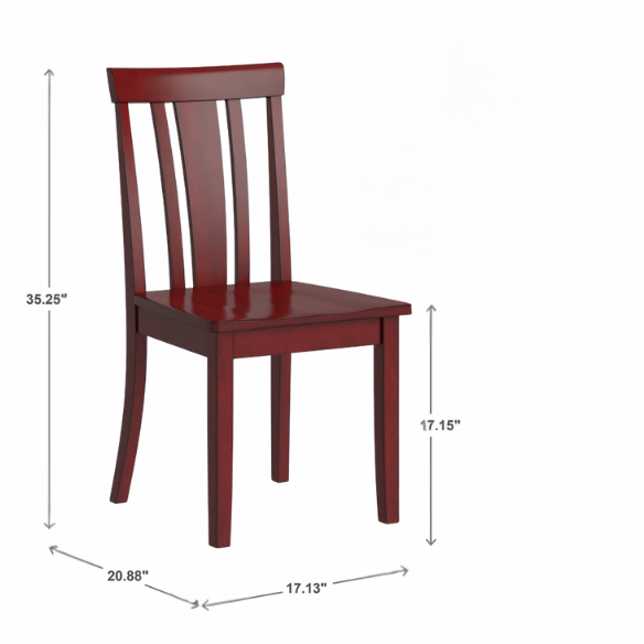 Set of 2 Farmhouse Slat Back Wooden Dining Side Chairs – Solid Wood, Rustic Kitchen or Dining Room Seating