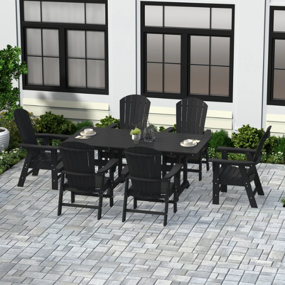 7-Piece Eco-Friendly All-Weather Outdoor Dining Set with Armchairs – Comfortable, Stylish, and Durable for Your Patio or Backyard