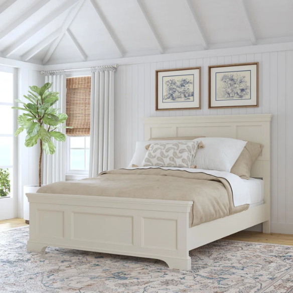 Queen Size Solid Wood Bed with Polished Finish and Classic Design