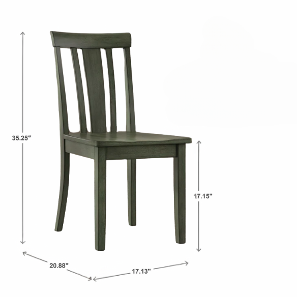Set of 2 Farmhouse Slat Back Wooden Dining Side Chairs – Solid Wood, Rustic Kitchen or Dining Room Seating