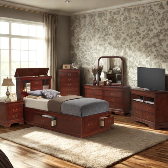 Wooden Bookcase Storage Twin Bed – Space-Saving Design with Stylish Shelving