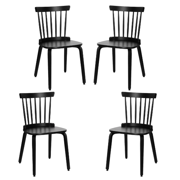 Solid Wood Slat Back Windsor Dining Chairs (Set of 2) – Sturdy, Eco-Friendly Construction with Ergonomic Backrest & Adjustable Foot Pads