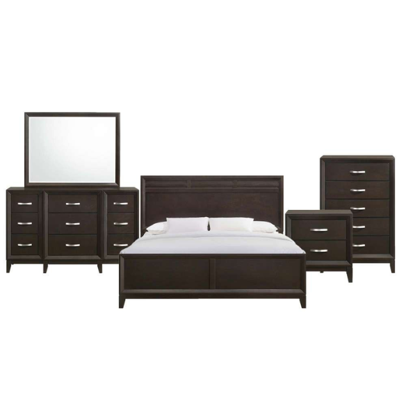 Modern Black 5-Piece Full Double Size Bedroom Set – Sleek Design with Sturdy Construction and Elegant Finishes