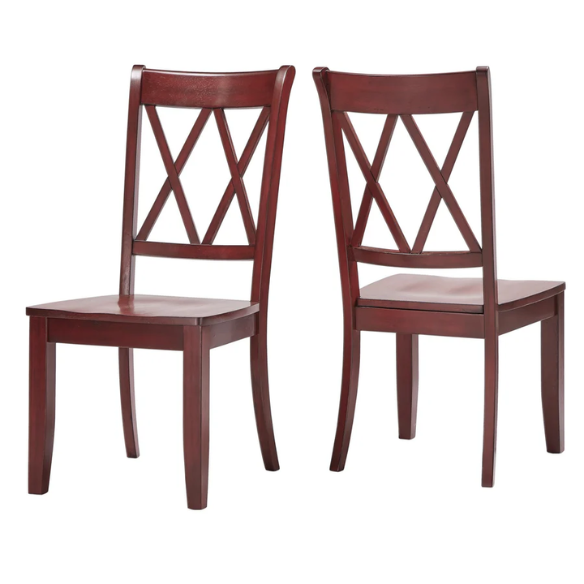 Farmhouse X-Back Solid Wood Dining Chairs (Set of 2) – Rustic Kitchen or Dining Room Seating