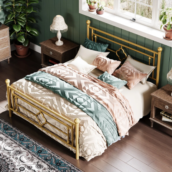 Durable Metal Platform Bed – Full Double Size with Sturdy Frame and Modern Design