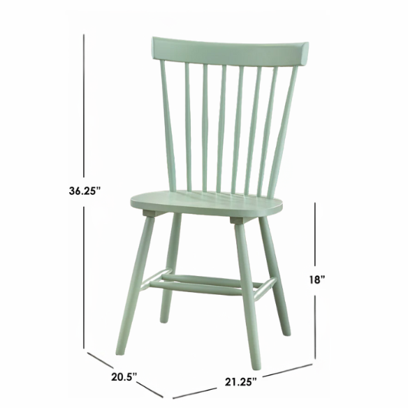Farmhouse Spindle Back Dining Chairs – Set of 2, Solid Rubberwood