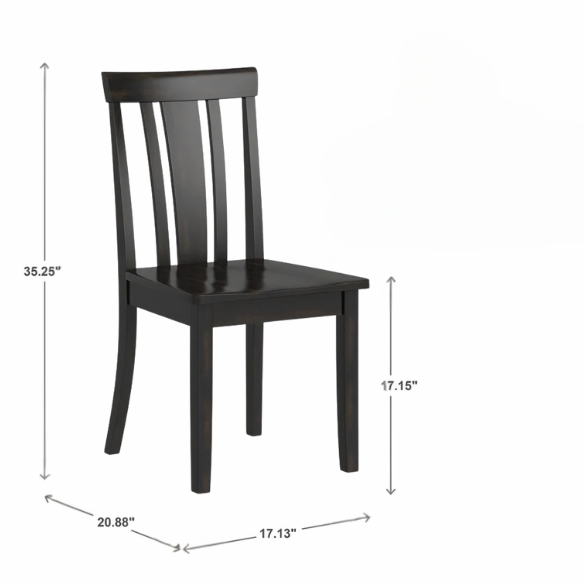 Set of 2 Farmhouse Slat Back Wooden Dining Side Chairs – Solid Wood, Rustic Kitchen or Dining Room Seating