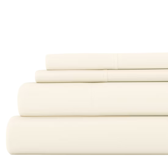 Ivory Deep Pocket Microfiber Sheet Set – 4-Piece Soft, Wrinkle-Free Bedding with Pillowcases