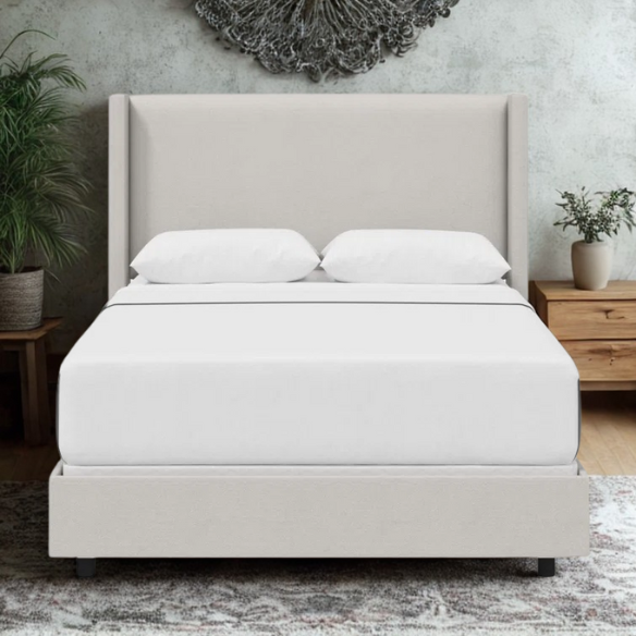 Cozy and Sleek Modern Queen Size Upholstered Wingback Bed
