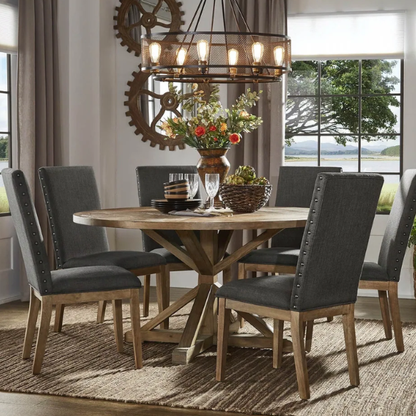 Modern Fabric and Wood Dining Set – Where Elegance Meets Comfort and Style