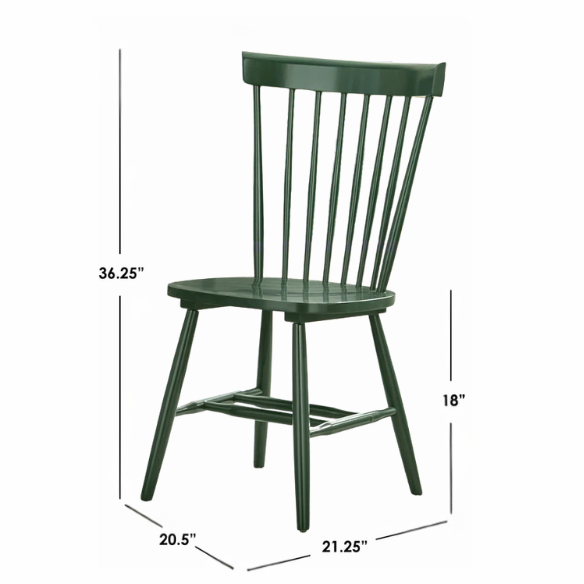 Farmhouse Spindle Back Dining Chairs – Set of 2, Solid Rubberwood