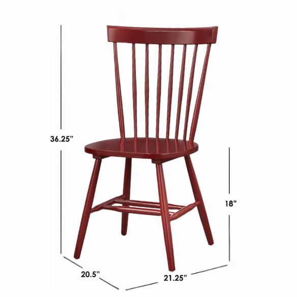 Farmhouse Spindle Back Dining Chairs – Set of 2, Solid Rubberwood