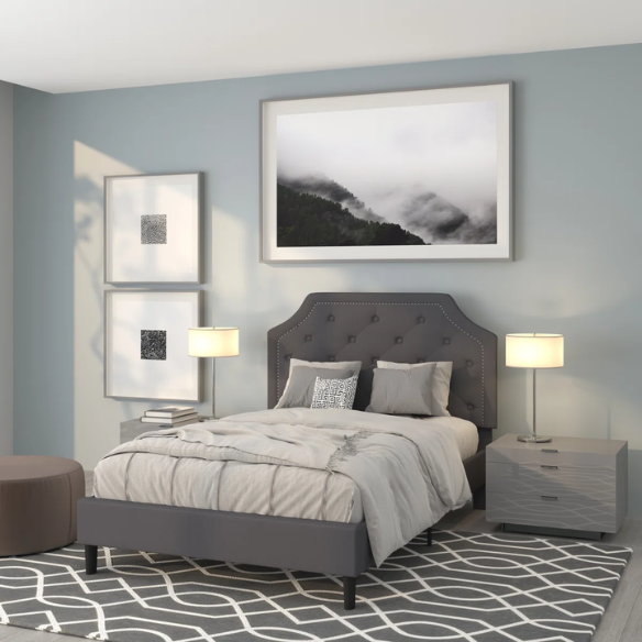 Elegant Button Tufted Upholstered Platform Bed Frame – Full Double Size with Modern Design