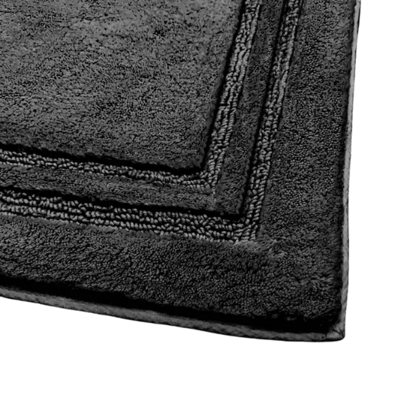Black Cotton 2-Piece Bath Rug Set – Plush, Non-Slip, Highly Absorbent Rugs (20" x 30" & 24" x 36")