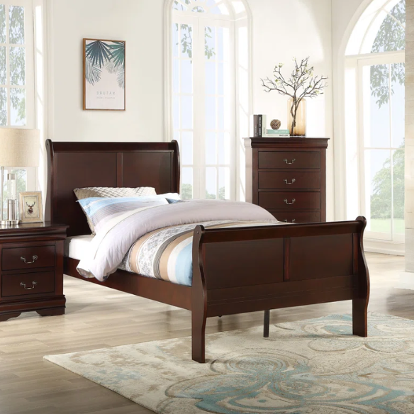 Sleigh Twin Bedroom Set: Elegant Wooden Furniture with a Sleek Finish for Timeless Style