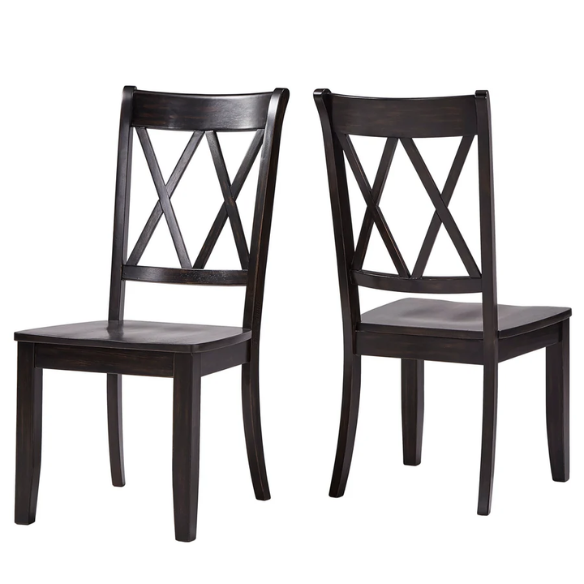Farmhouse X-Back Solid Wood Dining Chairs (Set of 2) – Rustic Kitchen or Dining Room Seating