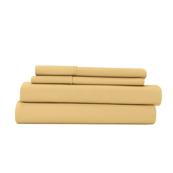 Yellow Deep Pocket Microfiber Sheet Set – 4-Piece Soft, Wrinkle-Free Bedding with Pillowcases
