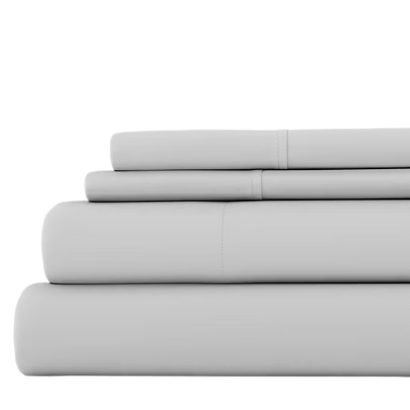 Grey Deep Pocket Microfiber Sheet Set – 4-Piece Soft, Wrinkle-Free Bedding with Pillowcases