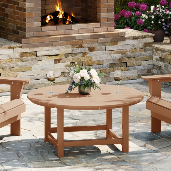 Outdoor Conversation Table – Stylish, Weather-Resistant Recycled Plastic Table with Slat-Style Top for Patios and Gardens