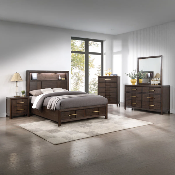 Modern Rustic Solid-Colored Wooden 5-Piece Full Double Size Bedroom Set – Stylish Design with Sturdy Construction and Timeless Appeal