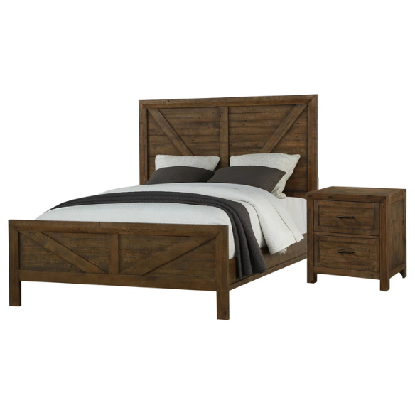 Weathered Oak Queen Bed with Solid Wood Standard Bedroom Set – Timeless, Durable, and Stylish