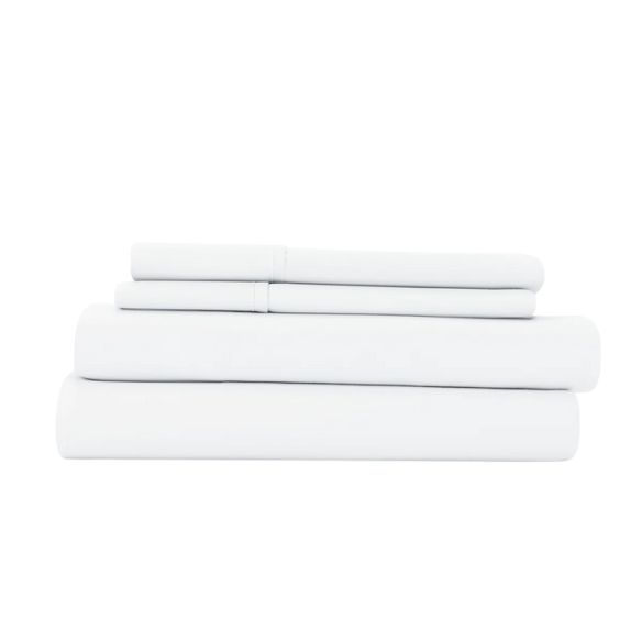 White Deep Pocket Microfiber Sheet Set – 4-Piece Soft, Wrinkle-Free Bedding with Pillowcases