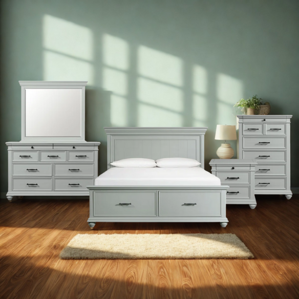 Classic & Functional King Size 5-Piece Bedroom Set: Solid Poplar & Engineered Wood Construction