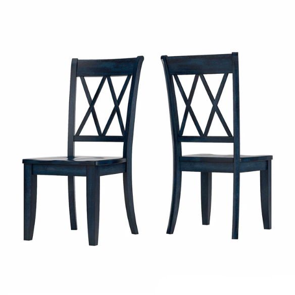 Farmhouse X-Back Solid Wood Dining Chairs (Set of 2) – Rustic Kitchen or Dining Room Seating