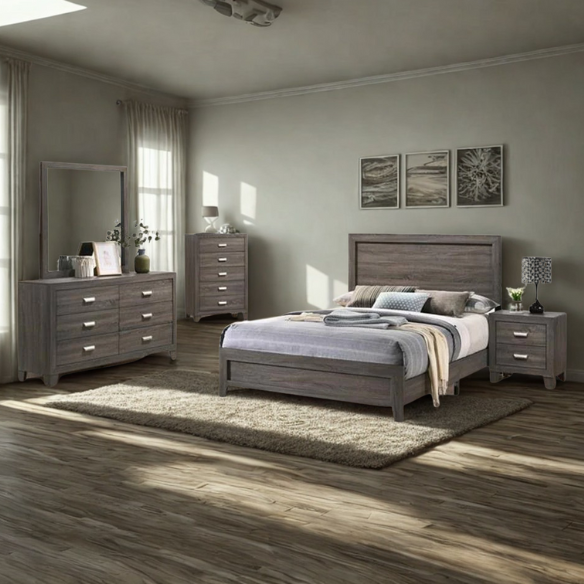 Chic Grey Wooden 4-Piece Twin Bedroom Set: Contemporary Style Meets Cozy Comfort