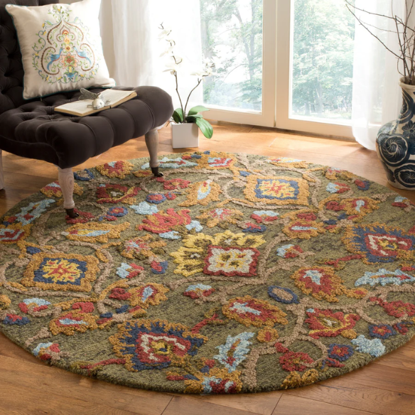 Tufted Wool Area Rug – Luxurious Floral Design