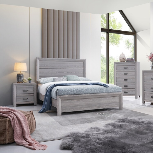 5-Piece Gray Panel Bedroom Set – Understated Elegance with Modern Minimalism, Sleek Lines, and Timeless Style
