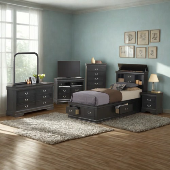Wooden Bookcase Storage Twin Bed – Space-Saving Design with Stylish Shelving