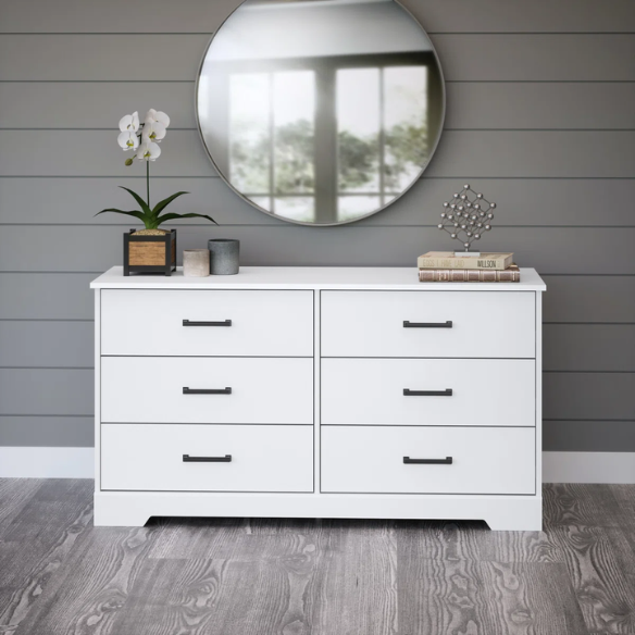 Rustic Modern 6-Drawer 53.25" W Double Dresser with Timeless Farmhouse Charm