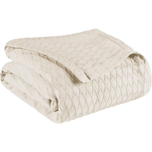 Ivory Weave Cotton Blanket – Elegant, Soft & Breathable All-Season Comfort