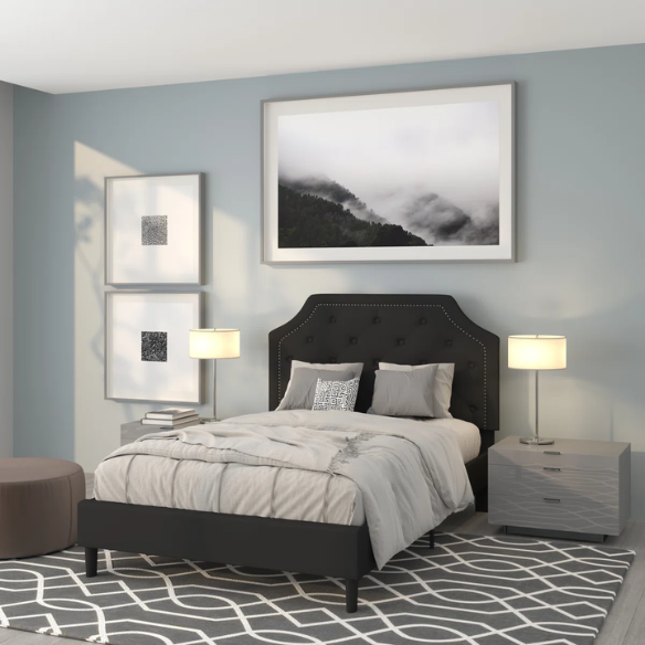 Elegant Button Tufted Upholstered Platform Bed Frame – Full Double Size with Modern Design