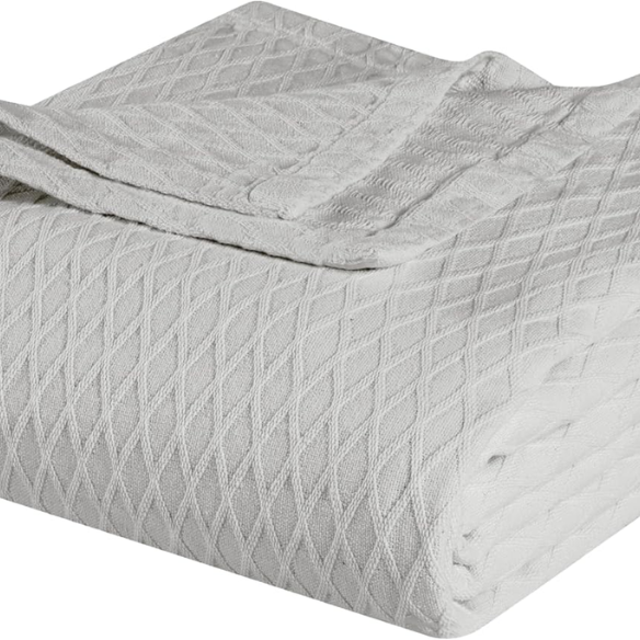 Light Grey Weave Cotton Blanket – Soft, Elegant & Breathable All-Season Comfort