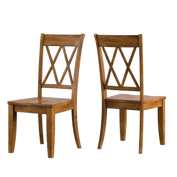 Farmhouse X-Back Solid Wood Dining Chairs (Set of 2) – Rustic Kitchen or Dining Room Seating