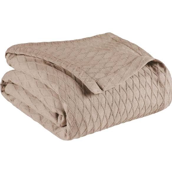 Light Taupe Weave Cotton Blanket – Elegant, Soft & Breathable All-Season Comfort